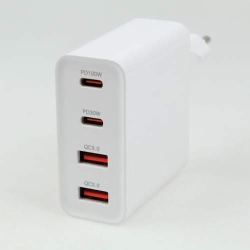 4-Port GaN wall charger PD100W USB A+C TURBO with logo printing