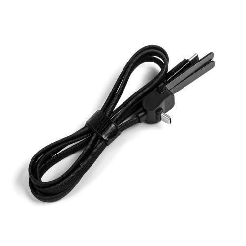 Reklamowy kabel USB-C 2w1 ze składaną podstawką na telefon 60W MONTREAL z logo