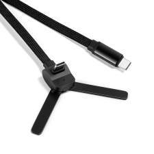 Reklamowy kabel USB-C 2w1 ze składaną podstawką na telefon 60W MONTREAL z logo