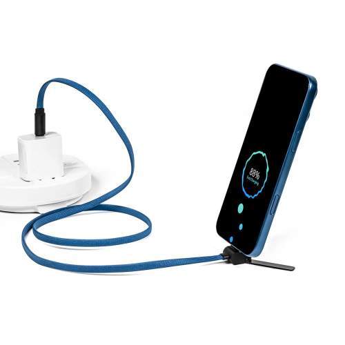 Reklamowy kabel USB-C 2w1 ze składaną podstawką na telefon 60W MONTREAL z logo