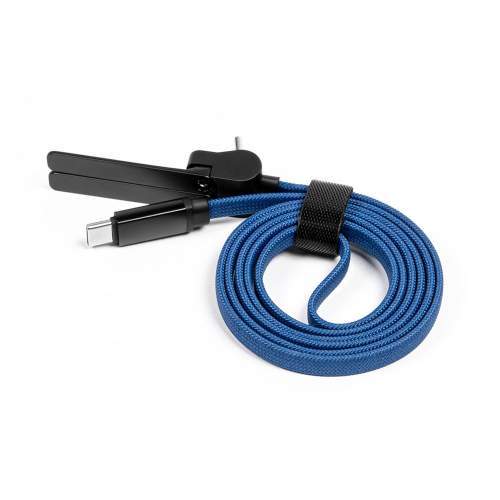 Reklamowy kabel USB-C 2w1 ze składaną podstawką na telefon 60W MONTREAL z logo