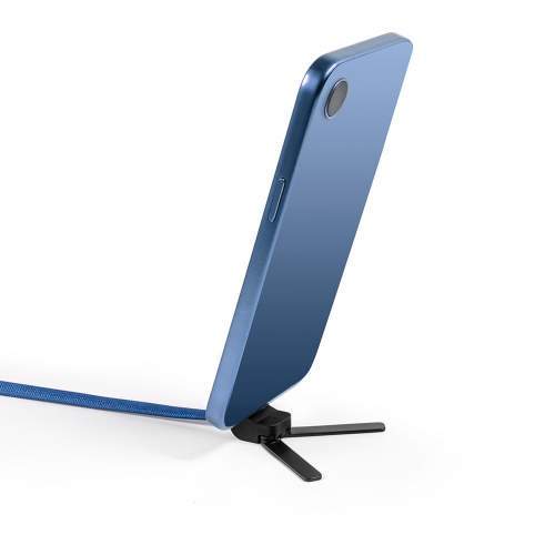 Reklamowy kabel USB-C 2w1 ze składaną podstawką na telefon 60W MONTREAL z logo