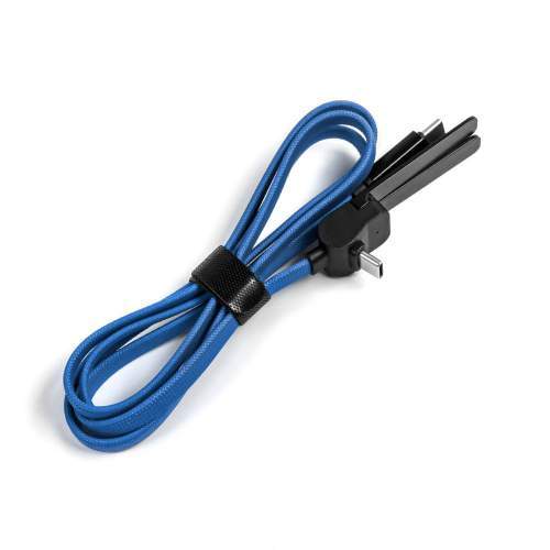 Reklamowy kabel USB-C 2w1 ze składaną podstawką na telefon 60W MONTREAL z logo