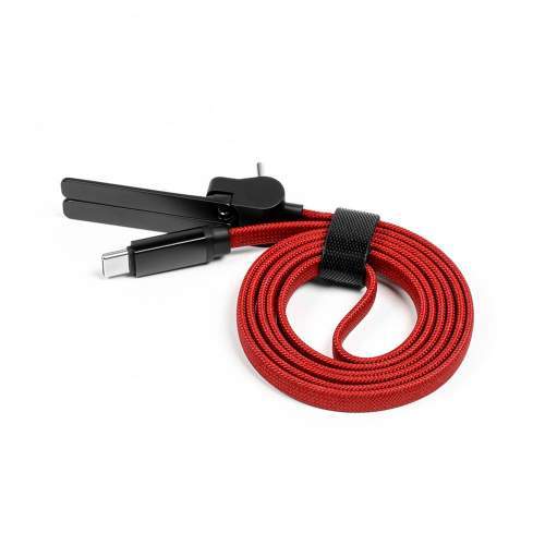 Reklamowy kabel USB-C 2w1 ze składaną podstawką na telefon 60W MONTREAL z logo