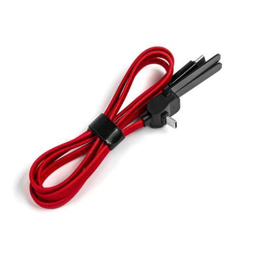 Reklamowy kabel USB-C 2w1 ze składaną podstawką na telefon 60W MONTREAL z logo