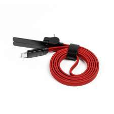Reklamowy kabel USB-C 2w1 ze składaną podstawką na telefon 60W MONTREAL z logo