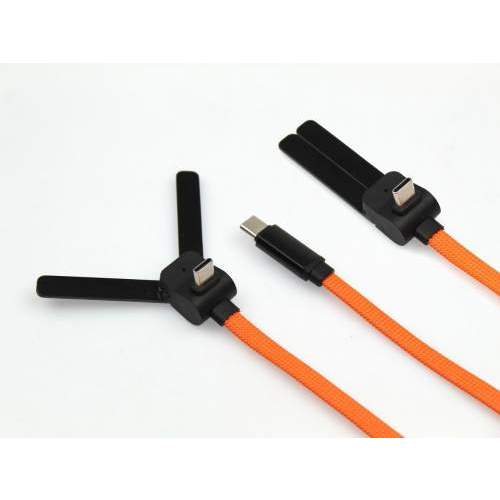 Reklamowy kabel USB-C 2w1 ze składaną podstawką na telefon 60W MONTREAL z logo