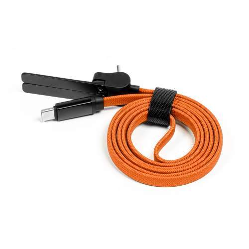 Reklamowy kabel USB-C 2w1 ze składaną podstawką na telefon 60W MONTREAL z logo