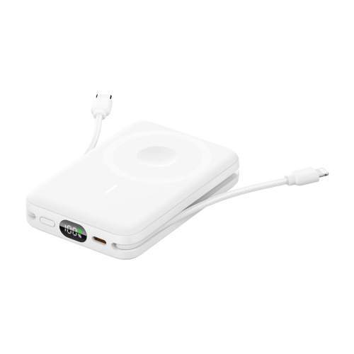 Magnetic Power Bank with cables and display ARON with Your logo 10000mAh