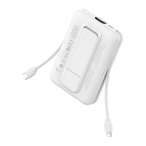 Magnetic Power Bank with cables and display ARON with Your logo 10000mAh