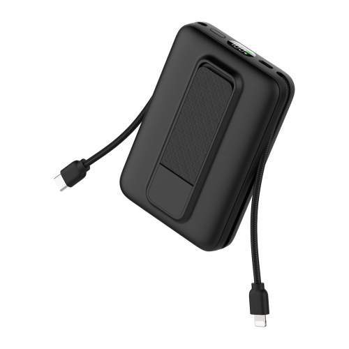 Magnetyczny Power Bank z kablami i wyświetlaczem ARON z Twoim logo 10000mAh