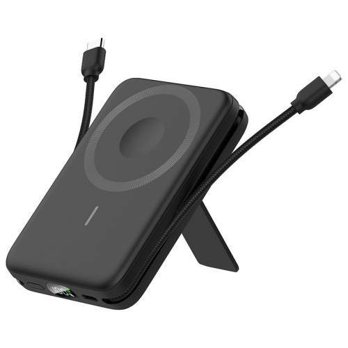 Magnetyczny Power Bank z kablami i wyświetlaczem ARON z Twoim logo 10000mAh