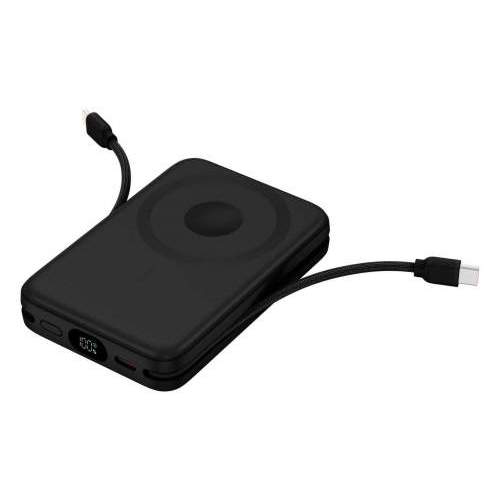 Magnetic Power Bank with cables and display ARON with Your logo 10000mAh