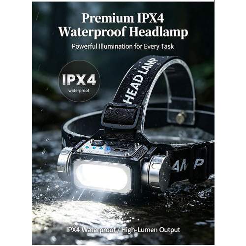 Multifunctional COB headlamp FUSION with motion sensor and logo