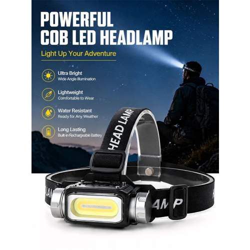 Multifunctional COB headlamp FUSION with motion sensor and logo