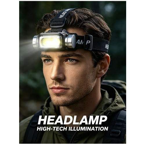 Multifunctional COB headlamp FUSION with motion sensor and logo