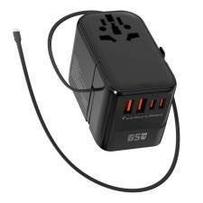 Promotional travel adapter GaN with built-in cable 65W NOVA