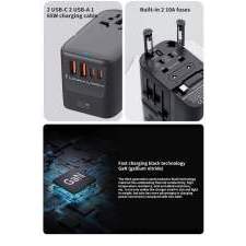 Promotional travel adapter GaN with built-in cable 65W NOVA