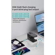 Promotional travel adapter GaN with built-in cable 65W NOVA