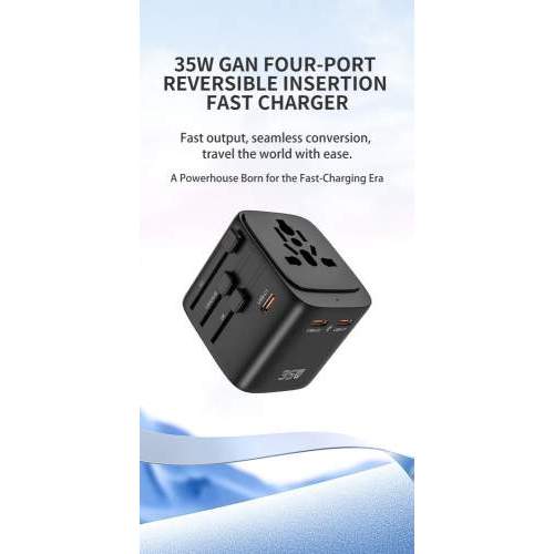 Compact Travel Adapter GaN 35W POCKET with logo